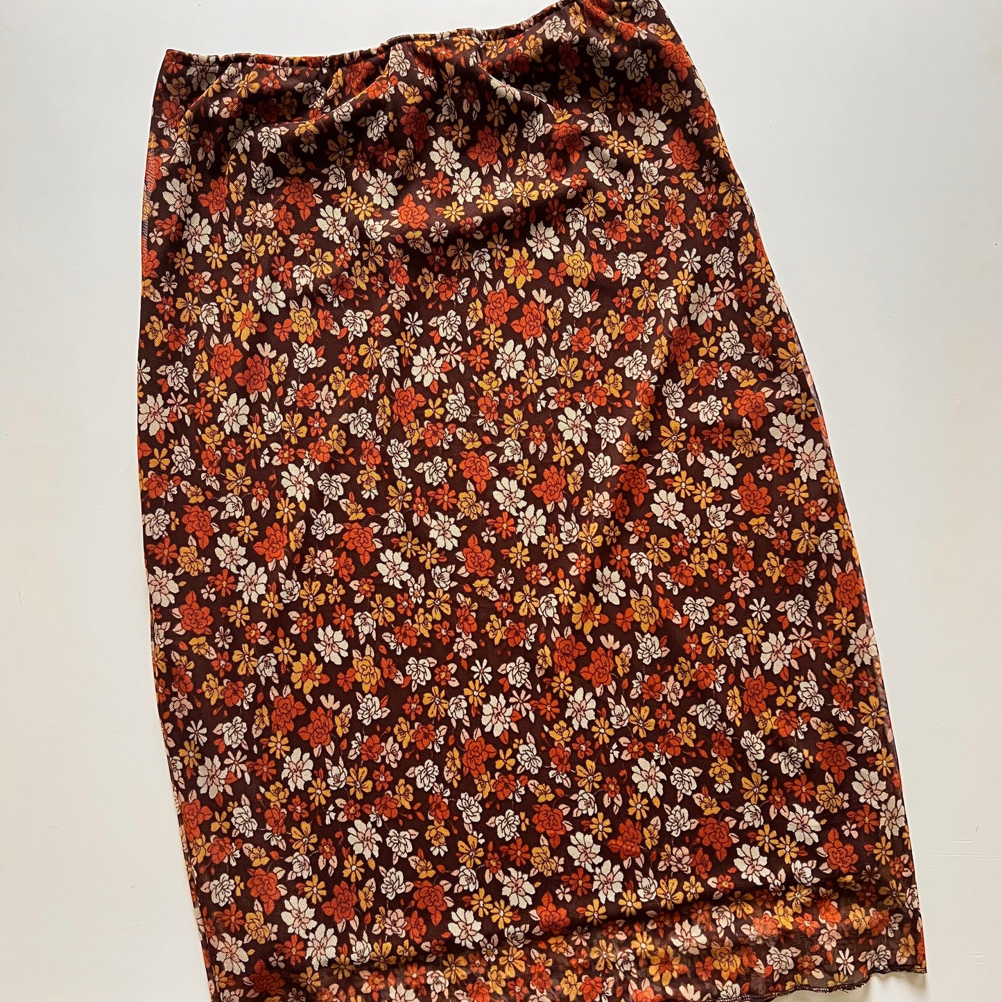 ORANGE FLOWERS MESH SKIRT