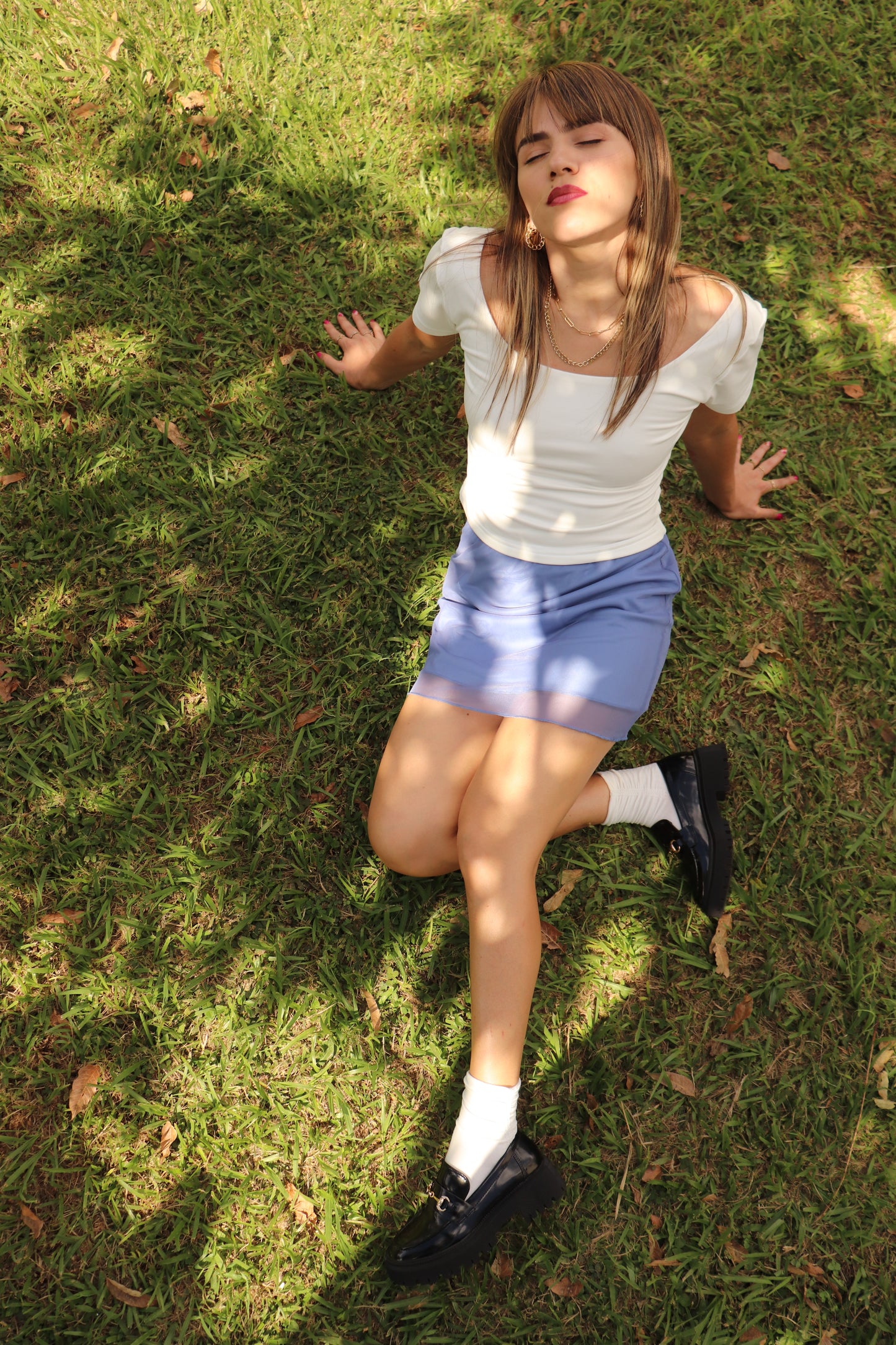 BLUE MESH SKIRT