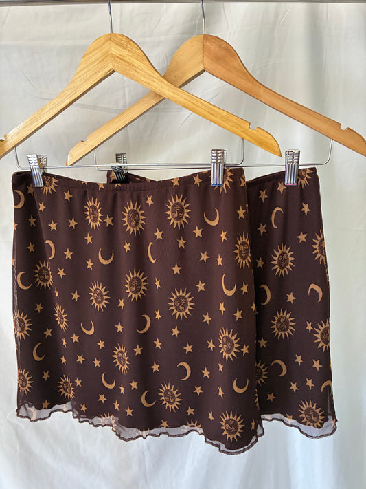 BROWN MESH SKIRT